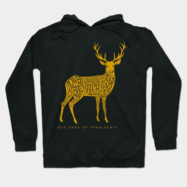 Horned Head: Meatchart Gold Hoodie by Old Gods of Appalachia